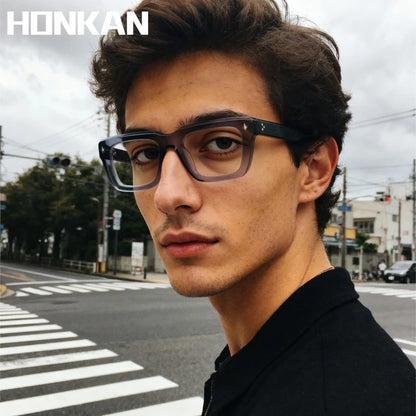 Fashion Thick Frame Acetate Glasses Men Vintage Square Myopia Prescription Eyeglasses Frame Reading Glasses Luxury Brand Eyewear
