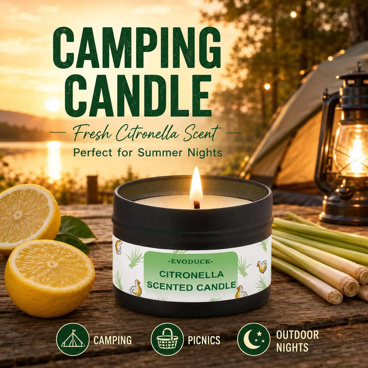 Citronella Candle Outdoor, Fresh Lemongrass Scented Candle for Backyard Patio Garden BBQ Picnic Camping Summer Party Home Decor
