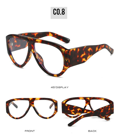 New Large Frame Luxury Myopia Glasses Anti Blue Light Oversized Pilot Fashion Eyeglasses Oval Clear Lens Short-sighted Eyewear