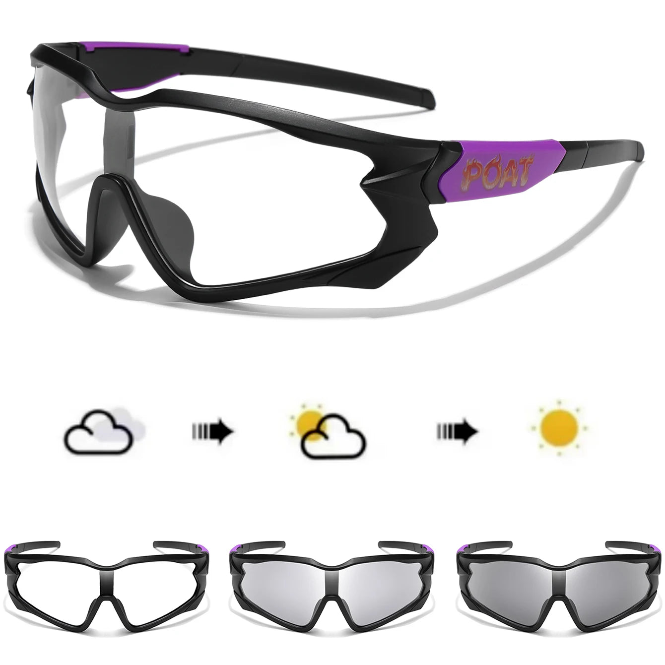 POAT Brand Photochromic Eyewear for Men Women MTB Bike Bicycle Cycling Fishing Running Glasses New Style Sunglasses Sports