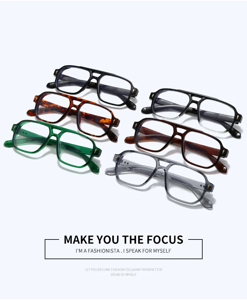 SHAUNA Double Bridges Anti Blue Light Retro Women Square Glasses Frame Fashion Men Optical Eyewear