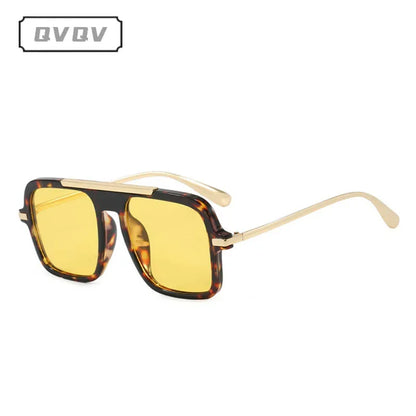 QVQV Brand Design Square Oversized Sunglasses for Women Men Fashion Popular Leopard Champagne Shades UV400 Sun Glasses Trendy