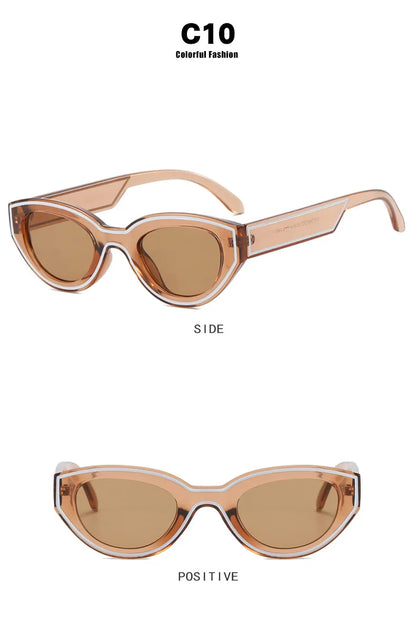 QVQV Luxury Brands Cat Eye Sunglasses Woman 2026 New Vintage Polygon Sun Glasses Man Travel Beach Eyewear Trendy Shades Female