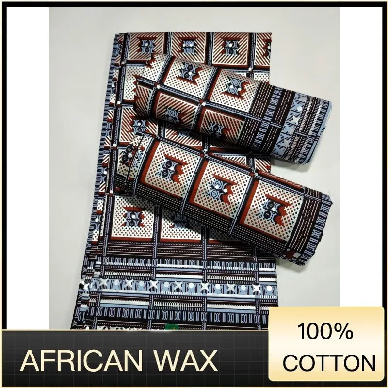 Soft Pagne 100%Cotton Gold Print Fabric African Real Wax Fabric High Quality Nigeria Ankara Grand  Fabric