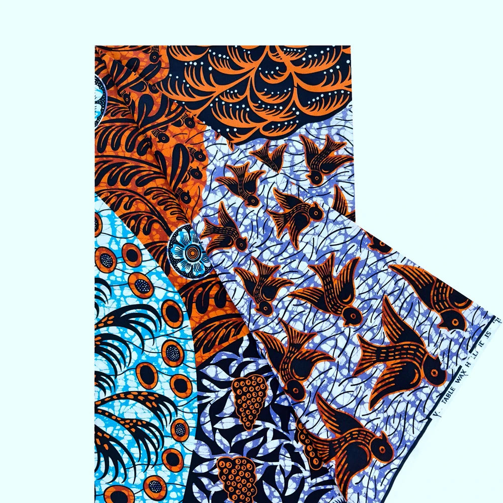 New Super Tissu Ankara Good Real Prints African Wax Fabric Soft Pagne Cotton Material Kente 6YARDS Stuff Blue Batik For Sew
