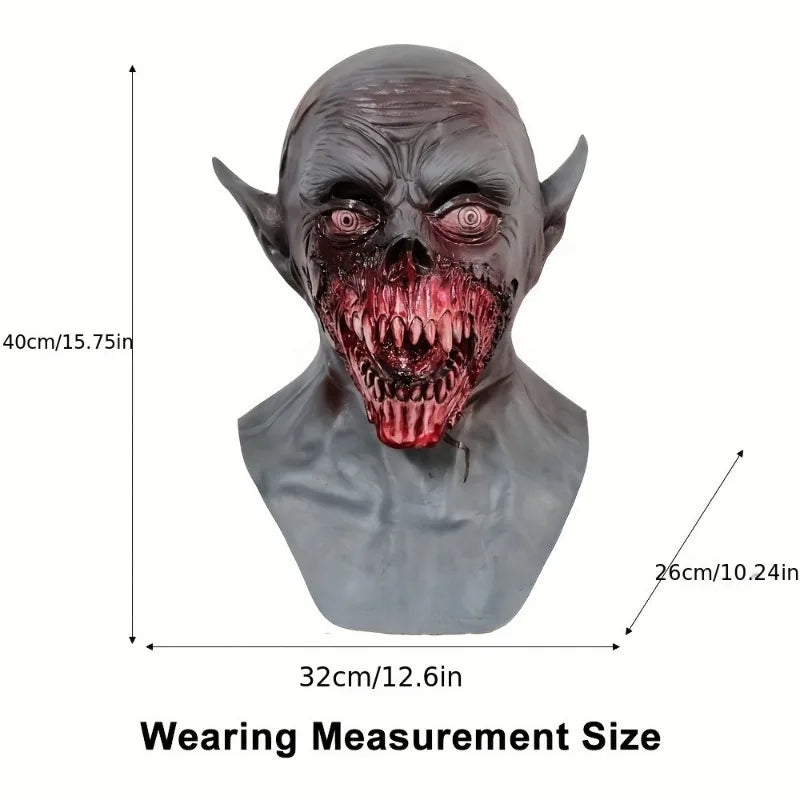 Vampire Mask Horror Bloody Hungry Natural Latex Realistic Demon Zombie Full Neck Headgear Accessories Halloween Cosplay