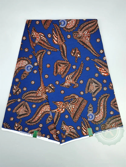 Dutch Hollandais Printed Fabric for African Classical Dress Veritable Real Wax Guaranteed 100% Cotton 6 Yards