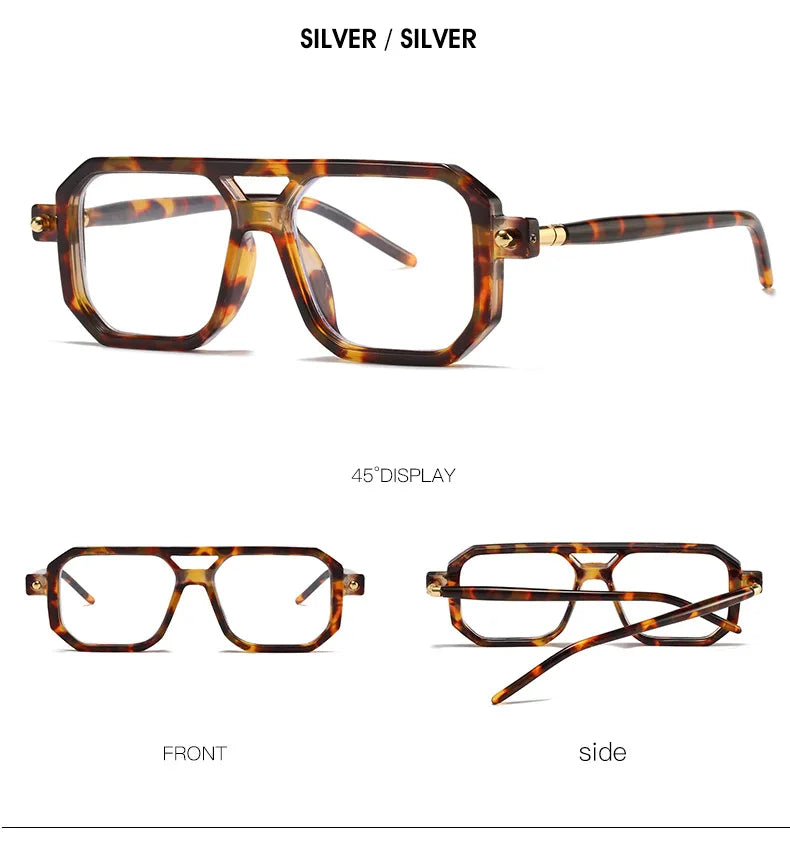 KOCOLIOR Men's Retro Fashion Double Beam Reading Glasses Brand Design Anti Blue Light Photochromic Presbyopia Glasses +0 to +6.0