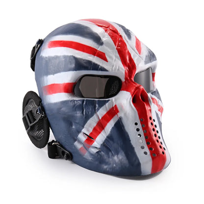 REikirc Full Face Airsoft Tactical Skull Mask with Ear Protection CS Halloween Cosplay Masks