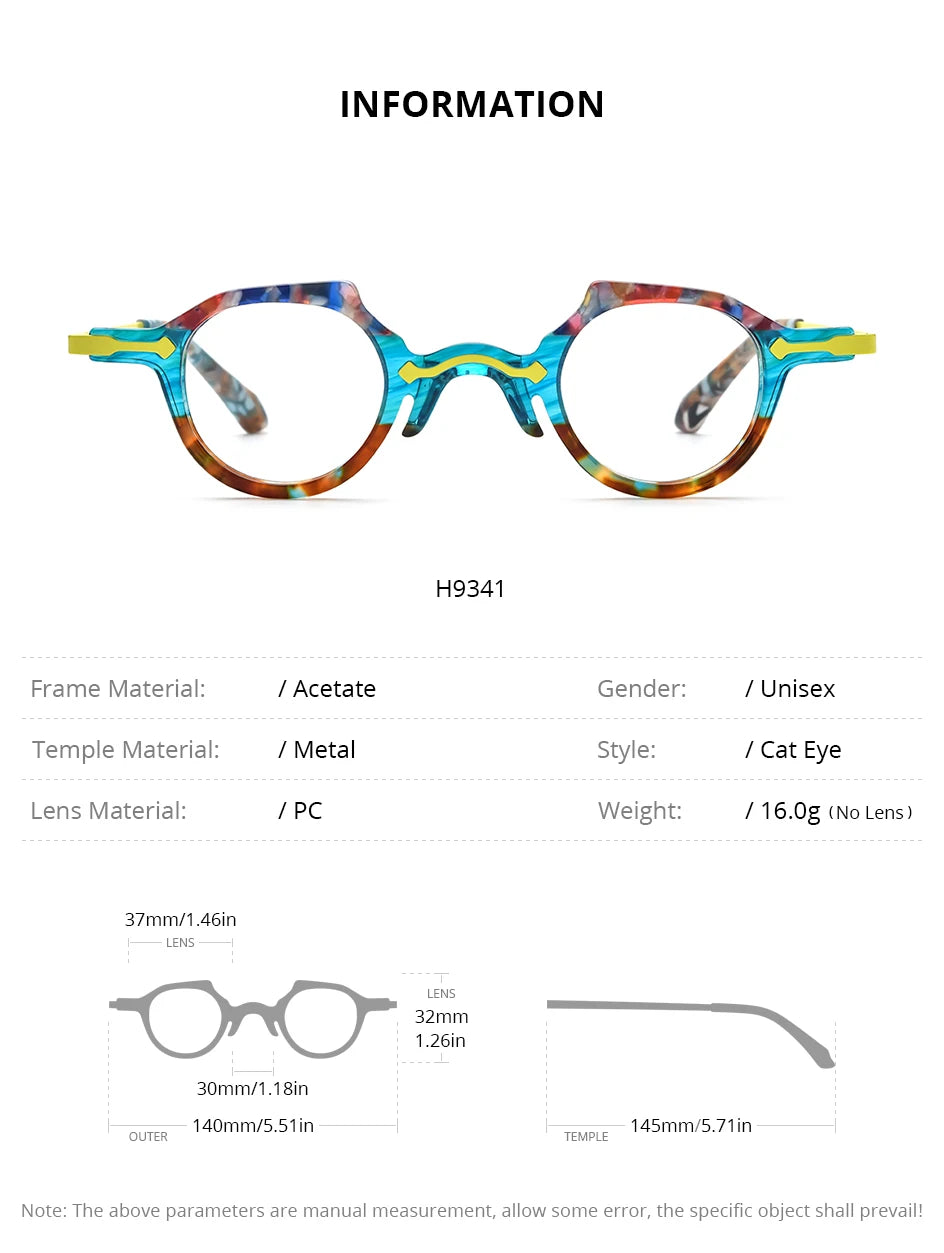 FONEX HEPIDEM Acetate Eyeglasses Frame Men 2025 New Small Round Brand Design Glasses Women Retro Vintage Eyewear Spectacles 9341