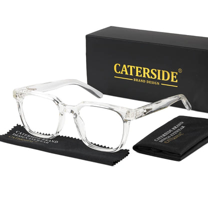 CATERSIDE Anti Blue Light Glasses Men Brand Design TR90 Square Frames Eyewear Women Business Minimalist Fashion Transparent Lens