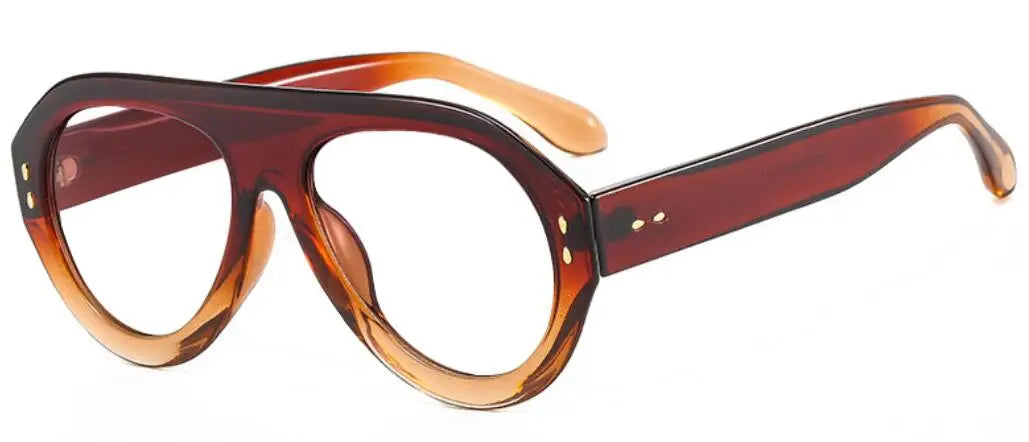 Trendy Oversized Pilot Reading Glasses Women Men Flower Brown Vintage Eyeglasses New Clear Blue Light Glasses +1.25 +1.5 +6