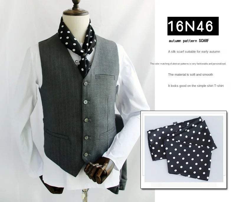 Business Scarf Hangzhou Silk Men's Scarf Long Scarf Double-Sided Trendy British European American Style Autumn Winter