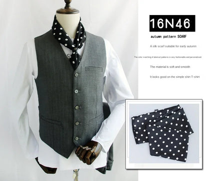 Business Scarf Hangzhou Silk Men's Scarf Long Scarf Double-Sided Trendy British European American Style Autumn Winter