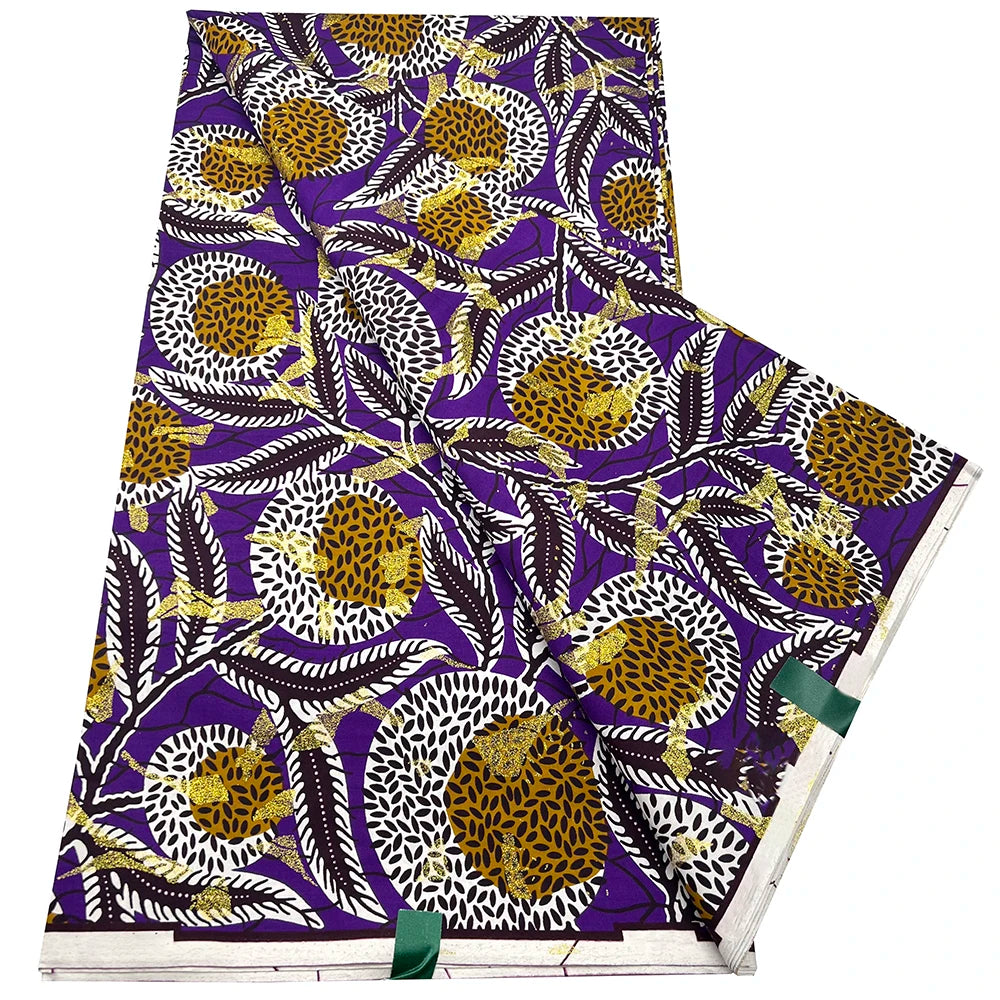 African Wax Prints Fabric Golden Wax Fabric High Quality Ankara Fabric for Party Dress New Grand Super 100% Cotton Y15, 6Yards