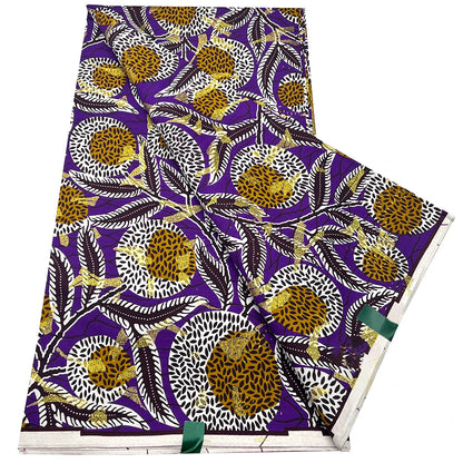 African Wax Prints Fabric Golden Wax Fabric High Quality Ankara Fabric for Party Dress New Grand Super 100% Cotton Y15, 6Yards