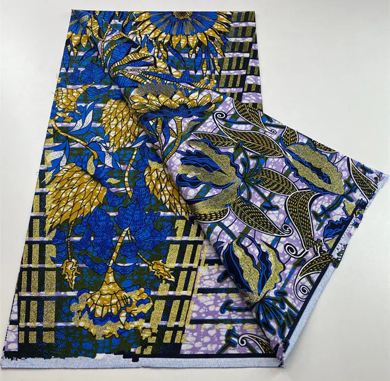 New Ankara Glitter Golden Wax Soft Flash Gold Print Batik High Quality Pagne Purple Women Tissus African Grand Golden Wax Fabric