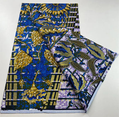 New Ankara Glitter Golden Wax Soft Flash Gold Print Batik High Quality Pagne Purple Women Tissus African Grand Golden Wax Fabric