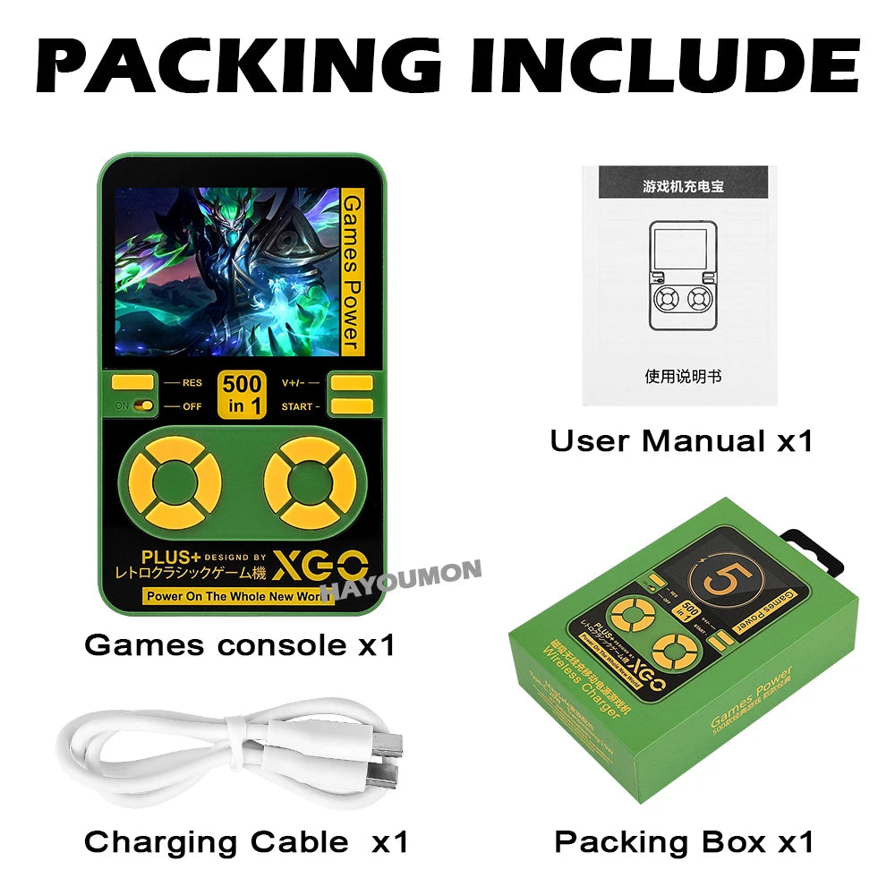2026 Mini Portable Game Console with 500 Classic Games Large Screen Magnetic Wireless Charging Power 5000mAh Childhood Nostalgia