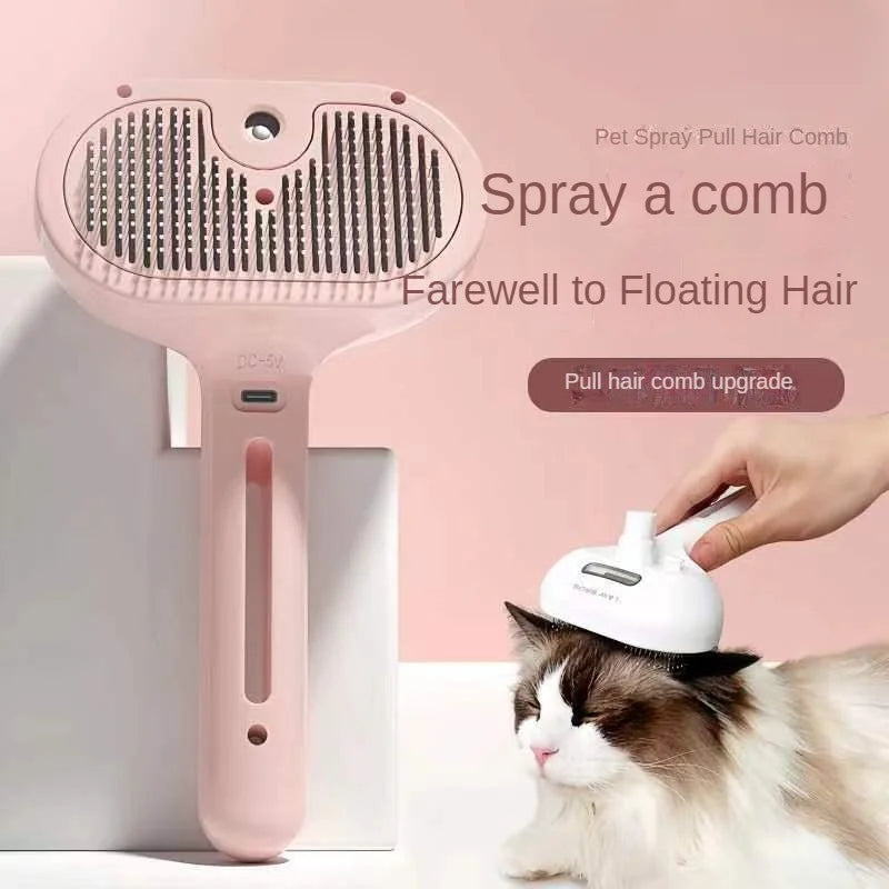 New Pet Spray Brush Hair Removal Comb Dog Cat Brush & Steam Self Cleaning Dog Steam Brush Hair Removal Comb Brushing Comb