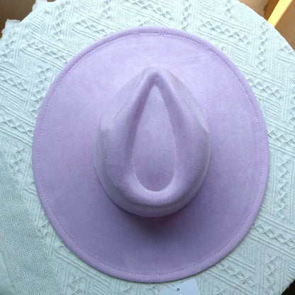 Suede Fedora Multicolor Heart-shaped Top 9.5cm Brim Men and Women Jazz Hat Panama Hat