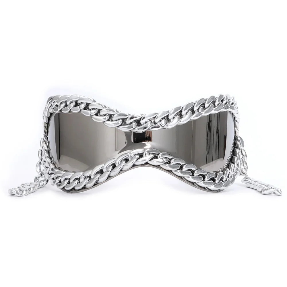 Luxury designer Trendy Metal Chain Frame Women Sunglasses 2000s All Matching Cool SunGlasses UV400 Lenses Eyewear Punk glasses
