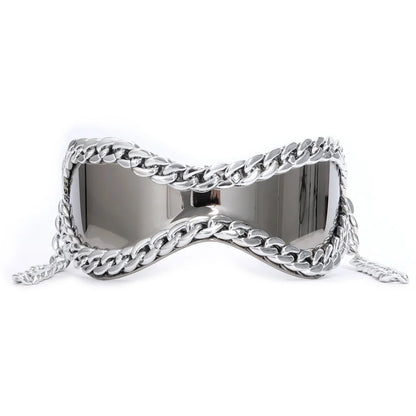 Luxury designer Trendy Metal Chain Frame Women Sunglasses 2000s All Matching Cool SunGlasses UV400 Lenses Eyewear Punk glasses