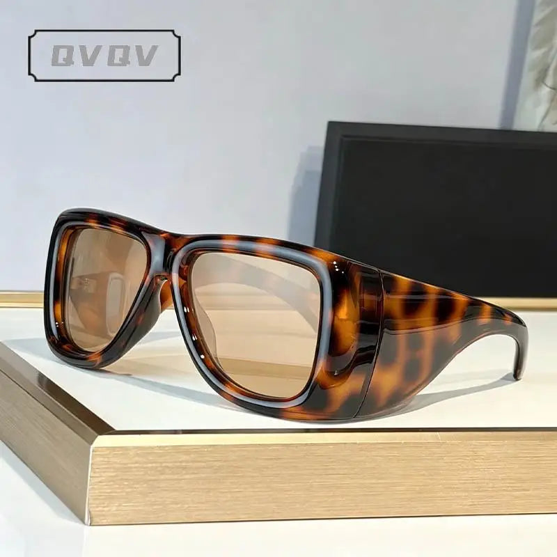 QVQV Trendy Oversized Square Sunglasses Women Men Luxury Brand Original Thick Frame Sunglasses Retro Outdoors Driving Shades