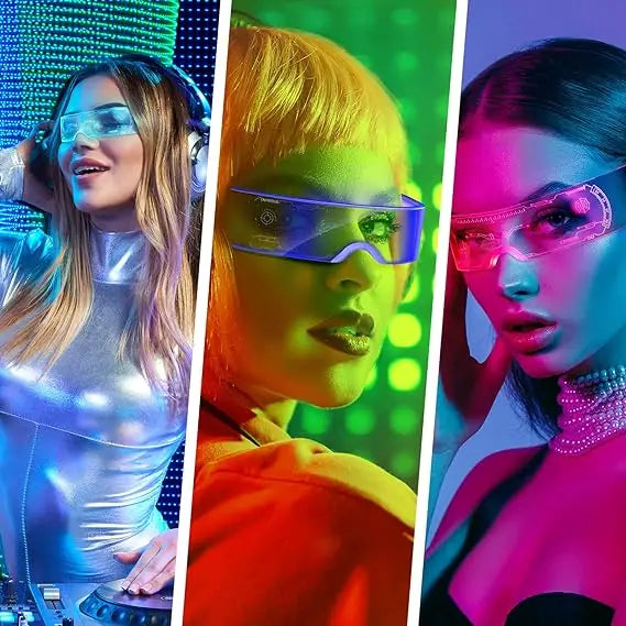 Christmas party glasses LED Light up cyberpunk Glasses glowing cool Goggles for man women Futuristic cosplay bar party props