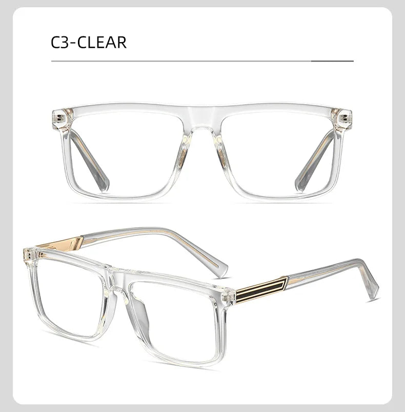Men Vintage Anti Blue Light Reading Glasses Classic Brand Double Bridge Square Eyeglasses Business Office Presbyopia Glasses +
