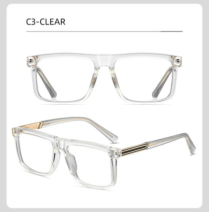 Men Vintage Anti Blue Light Reading Glasses Classic Brand Double Bridge Square Eyeglasses Business Office Presbyopia Glasses +