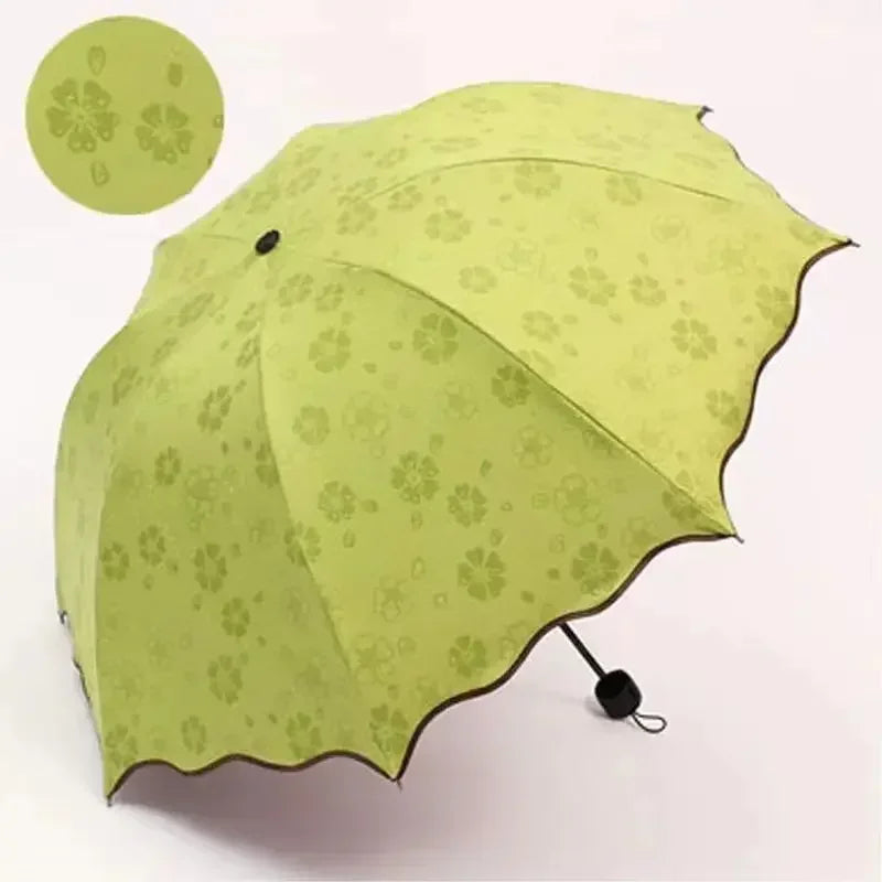 1-2PCS Portable Creative Water Flowering  Umbrella Manual  Black Coating UV Protection Sun Rain Dual Use Folding Parasol