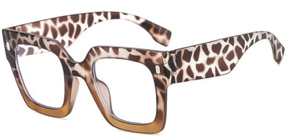Vintage Big Frame Square Reading Glasses Women Men Fashion Brand Prescription Eyeglasses Transparent Computer Blue Light Glasses