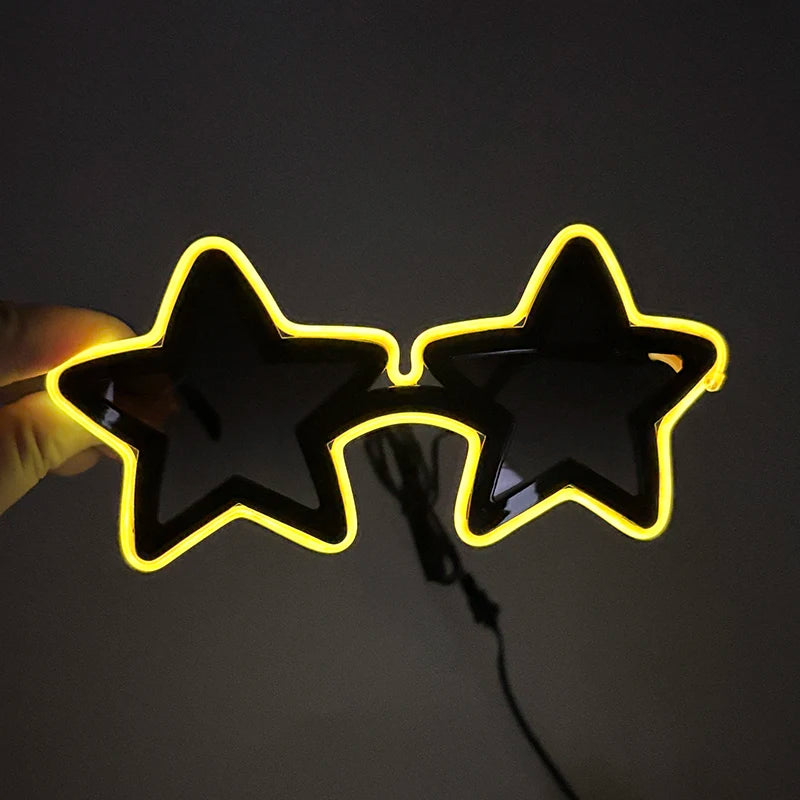 Cool glowing star shape glasses Led Light Up Star Glasses Glow In The Dark glasses for nightclub Birthday wedding party supplies