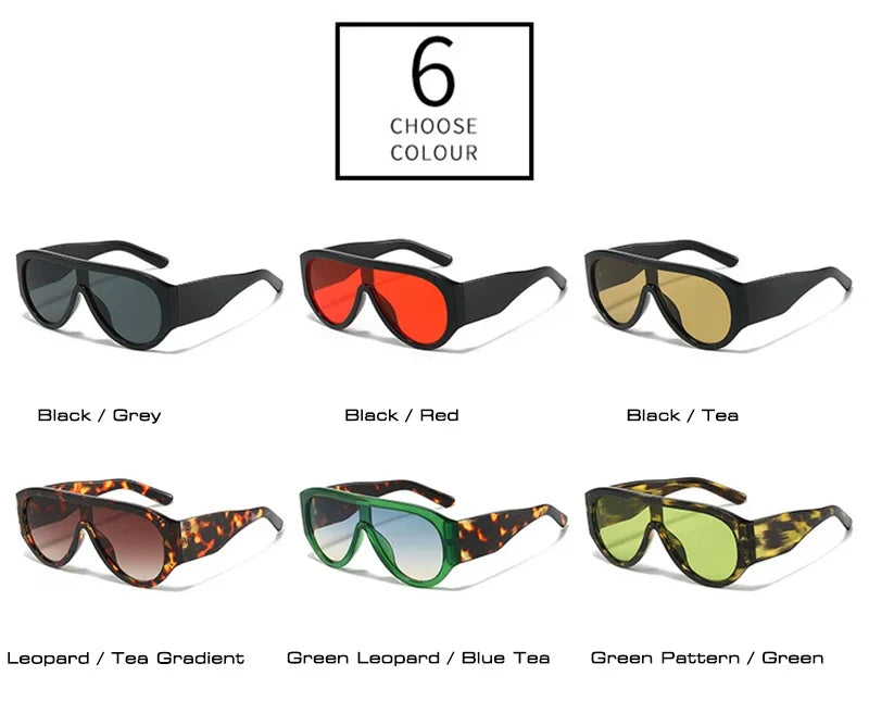 JNPCXI Fashion Oversized Pilot Women Sunglasses Retro One Piece Red Green Shades UV400 Men Gradient Sun Glasses