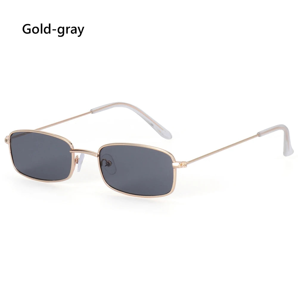 Retro Rectangle Sunglasses Women Brand Designer Small Metal Frame Square Punk Sun Glasses Men Fashion Vintage Oculos De Sol