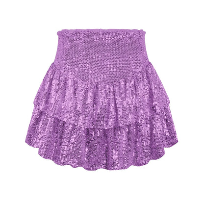 2024 African Party Evening Clothes for Women Spring Summer Sexy High Waist Sequin Mini Pleated Skirts Dashiki Africa Clothing