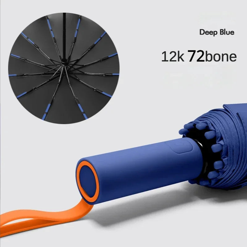 Super Strong Windproof Automatic Umbrella for Men and Women, 72 Bone, Large Rainproof, Sun UV Protection, Folding Rain Umbrellas