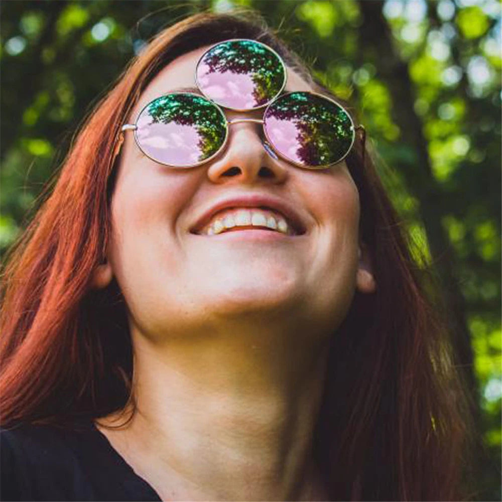 Novel Third Eye Round Metal Frame Sunglasses Chinese Style Erlang God Three Eyes Glasses Funny Party Halloween Cosplay Glasses