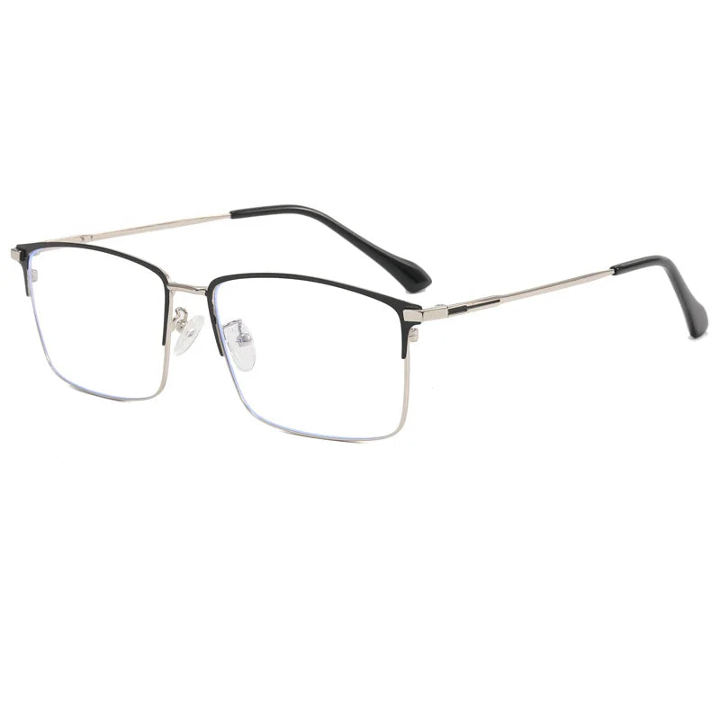 157mm Titanium Alloy Anti Blue Light Square Reading Glasses Men Business Big Presbyopic Glasses Clear Lens Prescription Eyewear