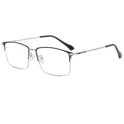 157mm Titanium Alloy Anti Blue Light Square Reading Glasses Men Business Big Presbyopic Glasses Clear Lens Prescription Eyewear