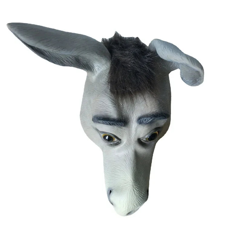 NEW Latex Animal Head, Adult Donkey mask loquacious donkey dance mask Halloween horror play funny performance animal hood