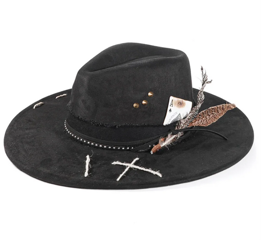 Handmade Fedora Hat suede Men's and Women's Hat feather vintage Fashion Jazz hat Top hats flat Panama sombrero mujer British hat