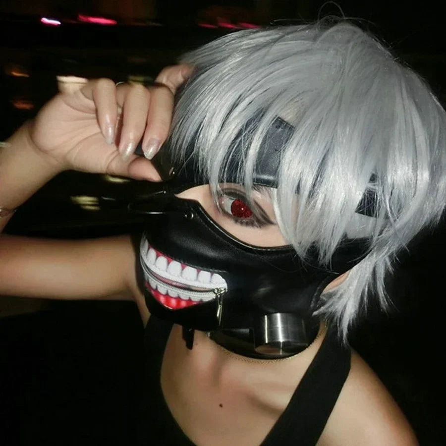 Cosplay Tokyo Ghoul Kaneki Ken Verstelbare Rits Maskers Pu Leather Cool Masker