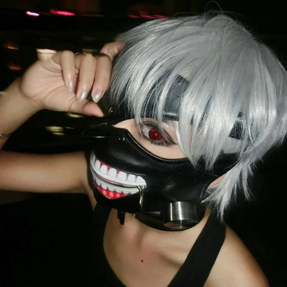 Cosplay Tokyo Ghoul Kaneki Ken Verstelbare Rits Maskers Pu Leather Cool Masker