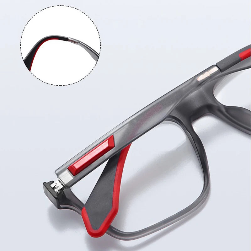 BLMUSA Retro Large Frame Ultralight TR Non-Slip Sports Myopia Glasses Anti Blue Light Prescription Reading Driving Sunglasses