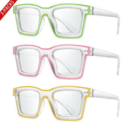 3 Pairs Fashion Casual Sunglasses For Women Large Transparent Shades Eyewear Daily Outfit shopping Selfie Hiking Travel Beach