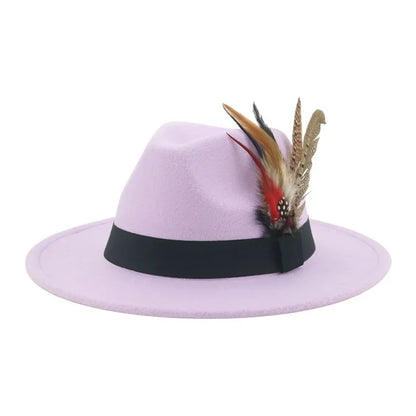 Hat Fedoras Winter Women Hats Men Felt Hat Feather Luxury Fashion Casual Wedding Decorate Men Women Fedora Chapeau Femme Bonnet