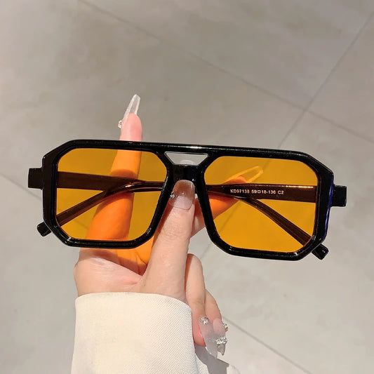 KAMMPT Trendy Square Decoration Shades Retro Oversize Gradient Women Sunglasses Men's Brand Sun Glasses for Driving Fishing