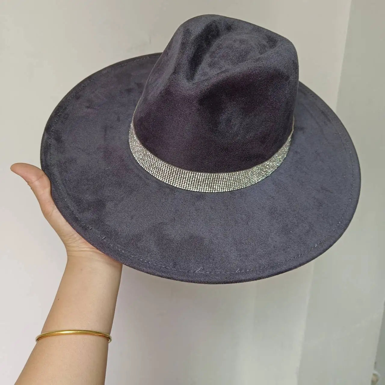Women's suede 10cm wide Brim Fedora hat Men's autumn and winter felt jazz hat Classic suede Fedora Sombrero